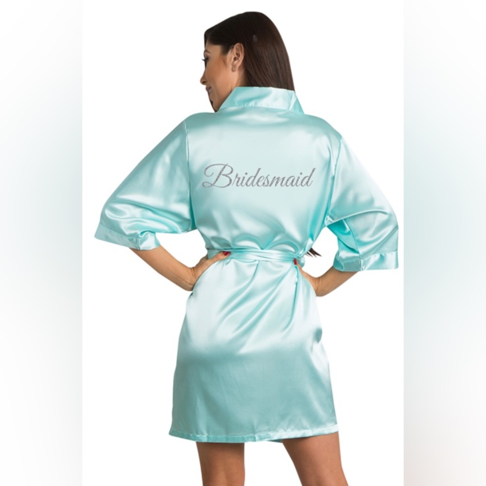 Aqua Bridesmaid Silk Robe
